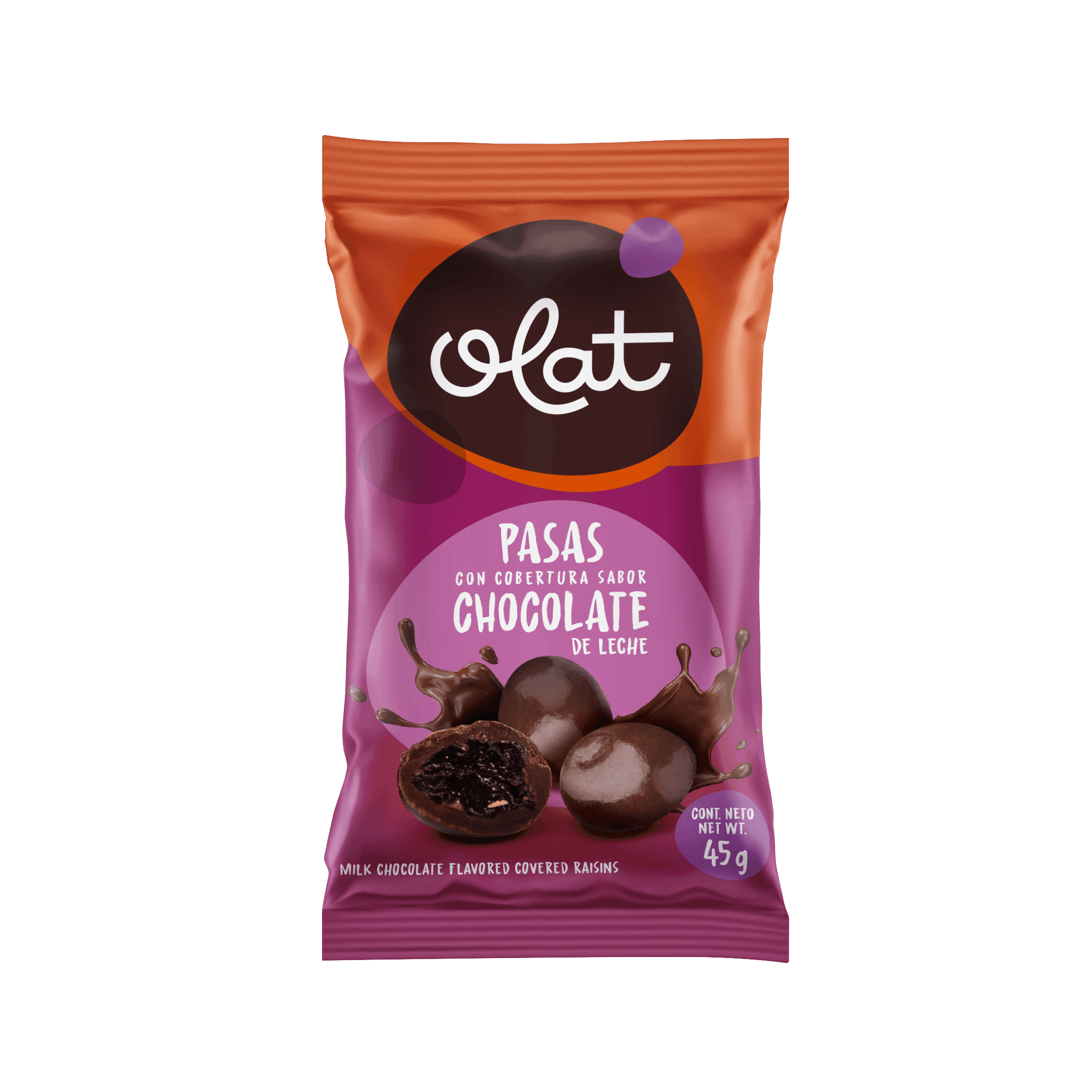 Pasas con cobertura sabor chocolate de leche