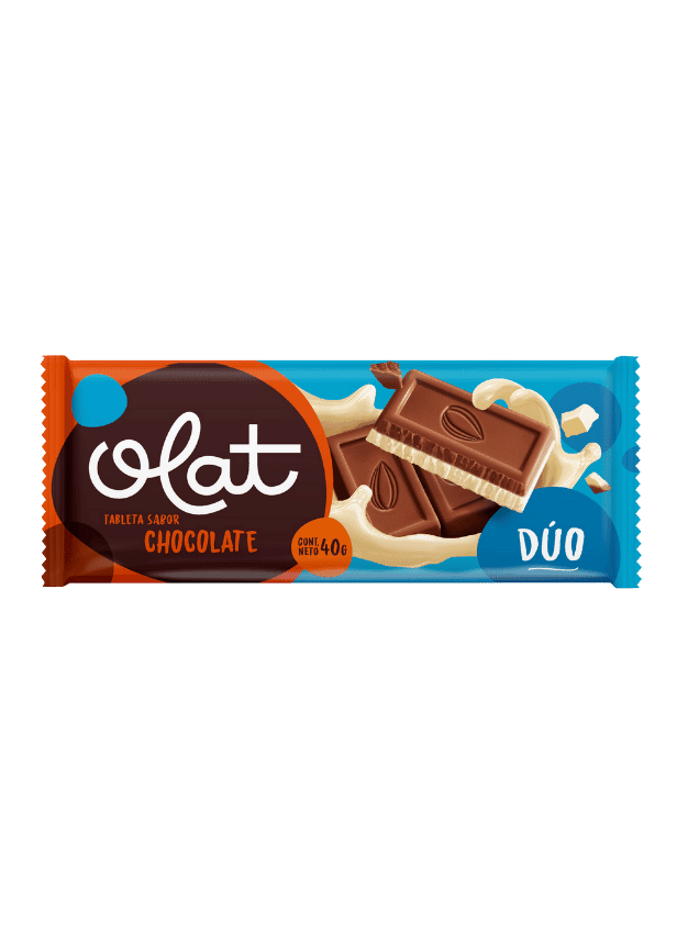 Tableta dúo sabor chocolate blanco y de leche